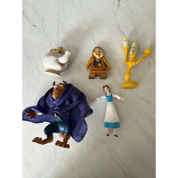 Disney Beauty & Beast Lumiere Bendie Bendable Figures Justoys 1992 set of 5 - Picture 1 of 10